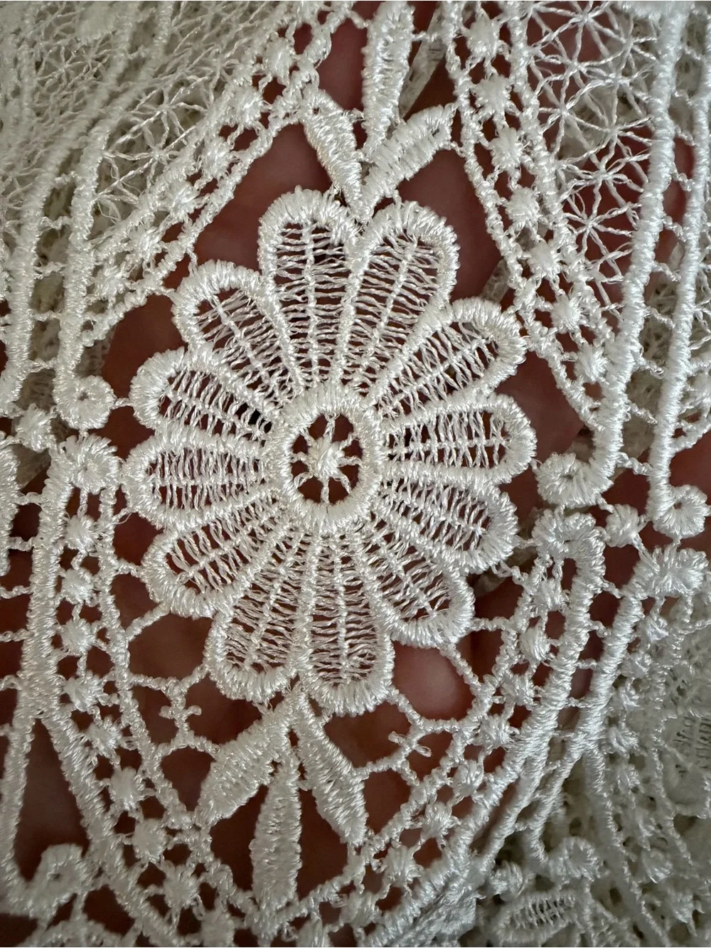 Vintage Style Ivory Guipure Lace Tablecloth 3’ x 8’ Floral Wedding Cottagecore